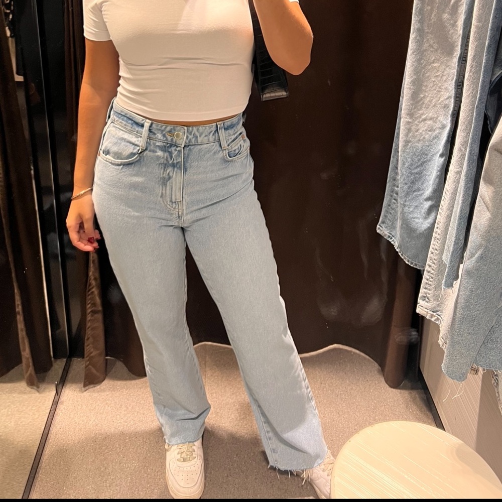 Zara Straight Leg High Rise Jeans